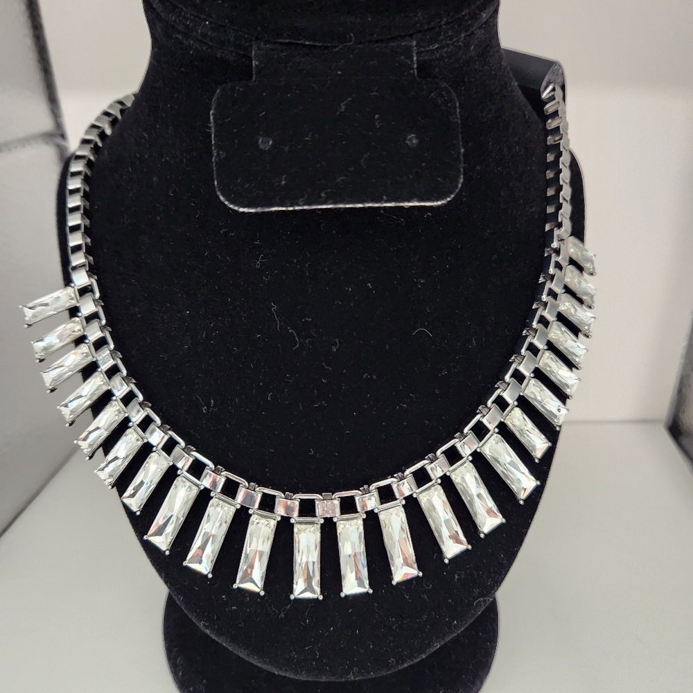 Inc Rectangular Crystal Necklace, 17"+3" Extender… - image 2